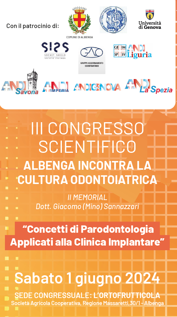 III CONGRESSO SCIENTIFICO: ALBENGA INCONTRA LA CULTURA ODONTOIATRICA.  II MEMORIAL GIACOMO (MINO) SANNAZZARI