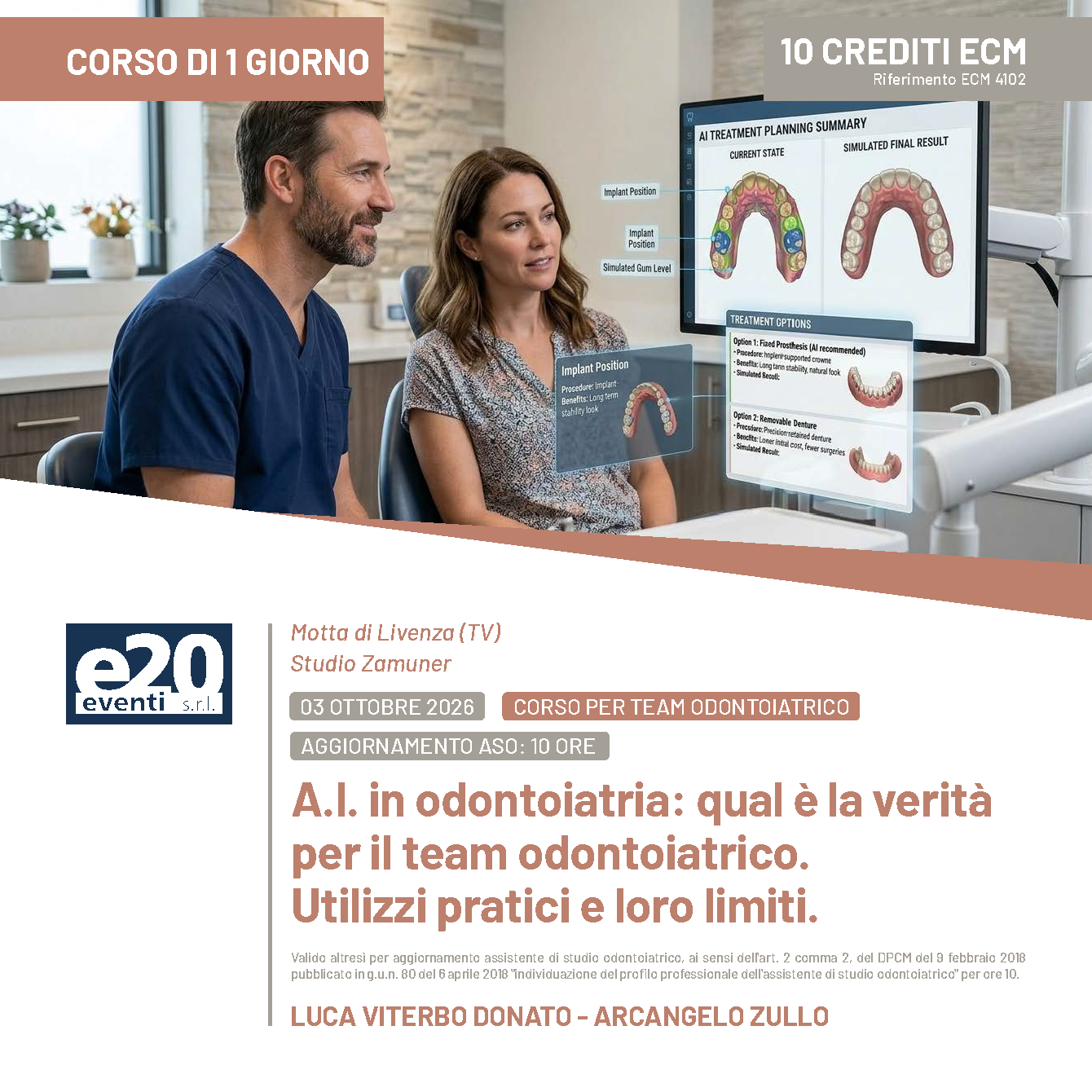 A.I. in odontoiatria: qual è la verità per il team odontoiatrico. Utilizzi pratici e loro limiti - Motta di Livenza (TV)